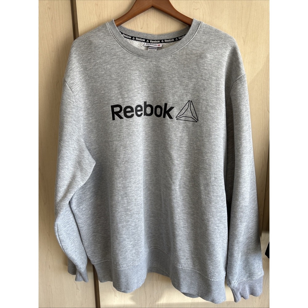 Reebok Logo Sweatshirt Mens 3XL Gray Crewneck‎ Pullover Cotton Blend
